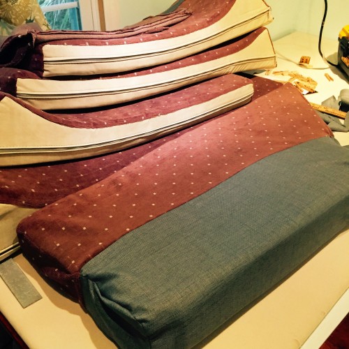 Homegrown Crafts stack of cushions repaired 