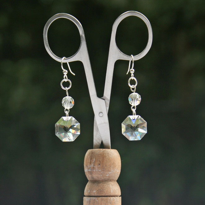 silver style repurposed chandelier crystal earrings