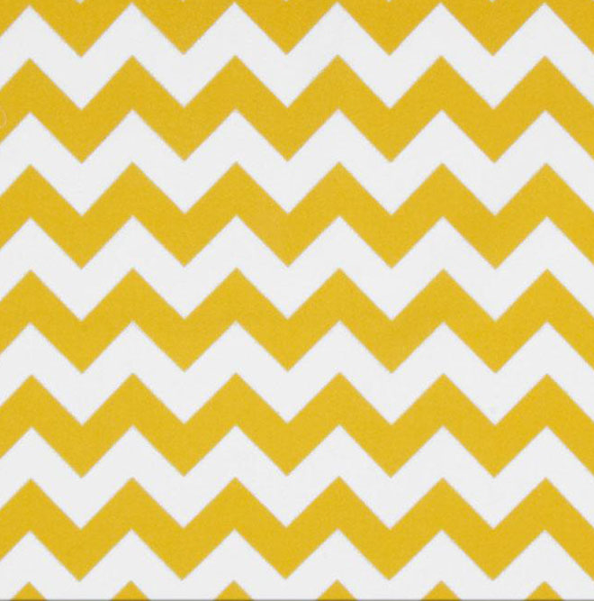 close up of yellow and white chevron flannel