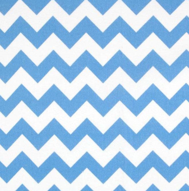 close up of flannel with blue and white chevron print