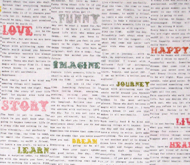 close up of cotton love note print