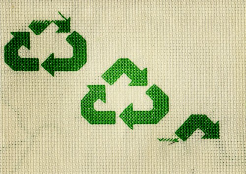 recycle symbol cross stitch cat