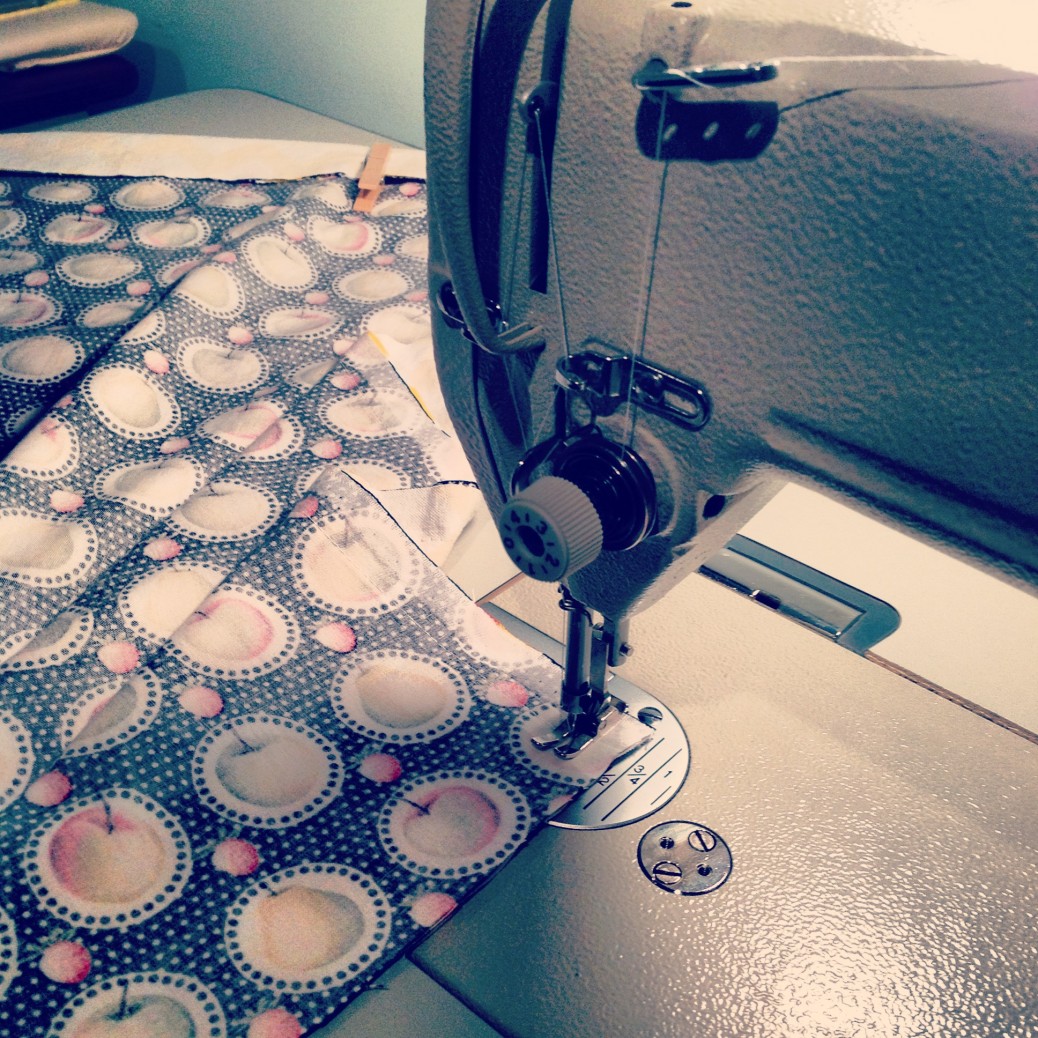 close up of industrial sewing machine