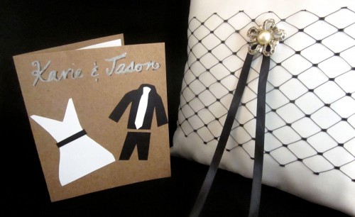 custom designed card and ring pillow by Homegrown Crafts